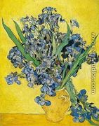 Vase With Irises Against A Yellow Background - Vincent Van Gogh