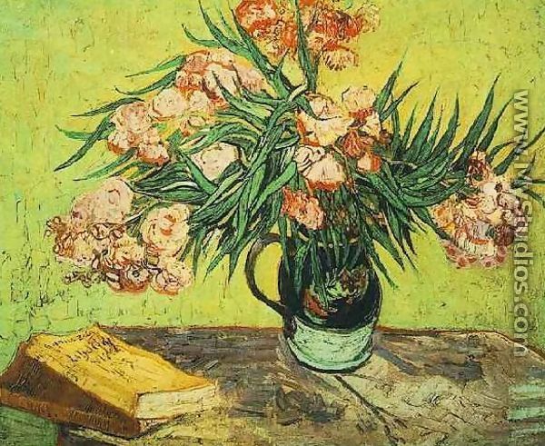 Vase With Oleanders And Books - Vincent Van Gogh