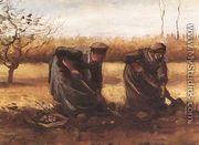 Two Peasant Women Digging Potatoes - Vincent Van Gogh