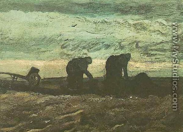 Two Women In The Moor - Vincent Van Gogh