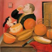 Man Drinking Orange Juice - Fernando Botero