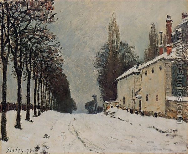 Snow On The Road Louveciennes Chemin De La Machine - Alfred Sisley