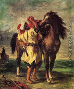 A Moroccan Saddling A Horse - Eugene Delacroix