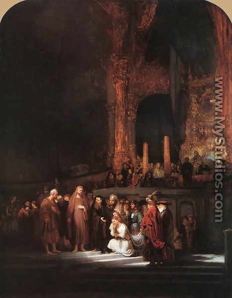 Christ and the Woman Taken in Adultery 1644 - Rembrandt Van Rijn