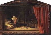 The Holy Family with a Curtain 1646 - Rembrandt Van Rijn