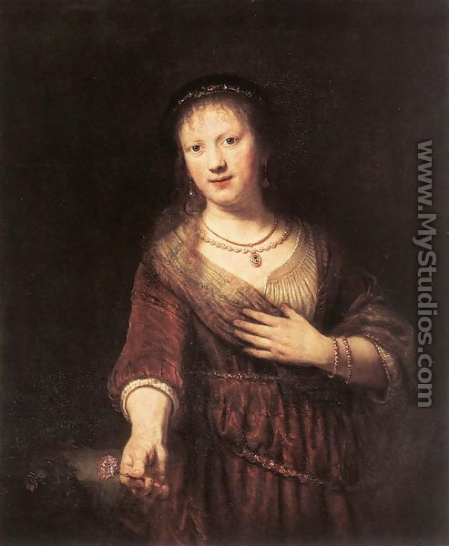 Portrait of Saskia with a Flower 1641 - Rembrandt Van Rijn