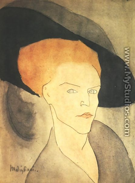 Head Of A Woman With A Hat - Amedeo Modigliani