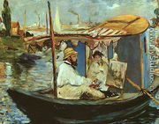 Claude Monet Working on his Boat in Argenteuil  1874 - Edouard Manet