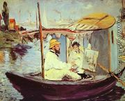Painting On His Studio Boat - Edouard Manet