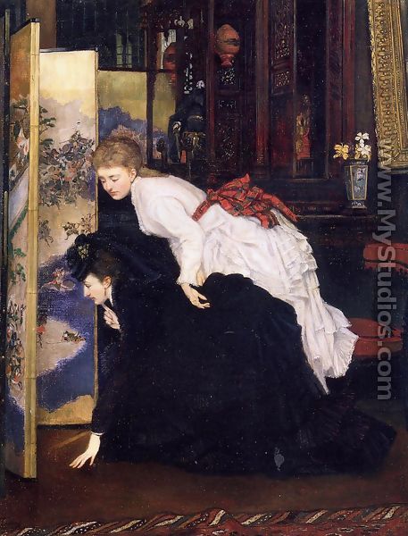 Young Women Looking At Japanese Objects 2 - James Jacques Joseph Tissot