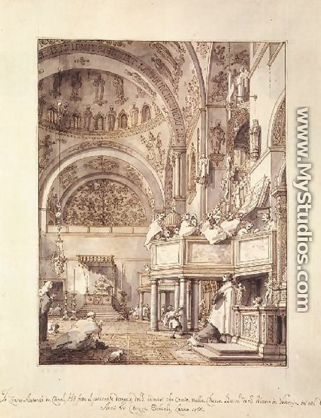 San Marco   The Crossing And North Transept With Musicians Singing - (Giovanni Antonio Canal) Canaletto