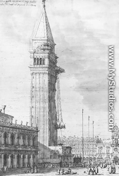 The Piazzetta Looking North The Campanile Under Repair - (Giovanni Antonio Canal) Canaletto