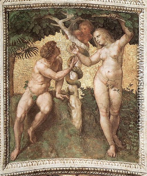 The Stanza Della Segnatura Ceiling  Adam And Eve - Raphael