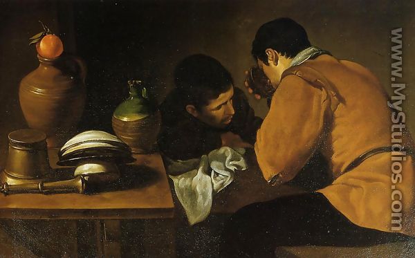 Two Young Men At A Table - Diego Rodriguez de Silva y Velazquez