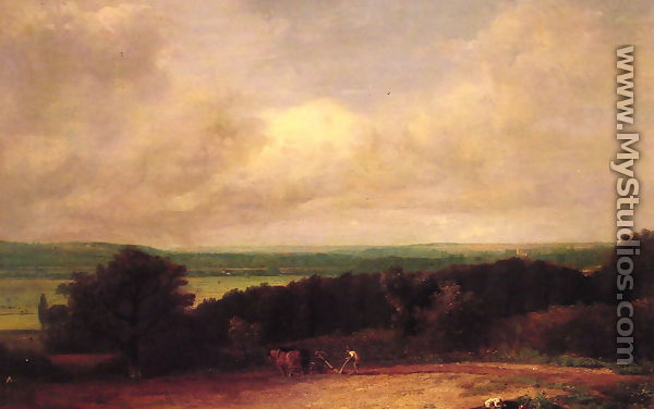 Landscape Ploughing Scene In Suffolk - John Constable