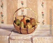 Still Life  Apples And Pears In A Round Basket - Camille Pissarro