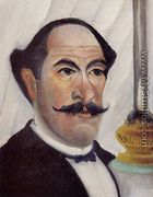 Self Portrait Of The Artist With A Lamp - Henri Julien  Rousseau