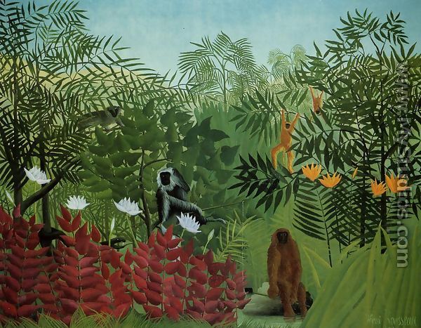 Tropical Forest With Apes And Snake - Henri Julien  Rousseau