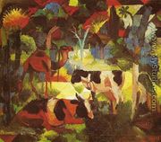 Landscape With Cows And Camel - August Macke