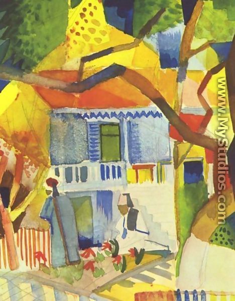 Patio Of The Country House In St  Germain - August Macke