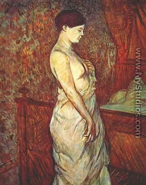 Mme Poupoule In Chemise By Her Bed - Henri De Toulouse-Lautrec