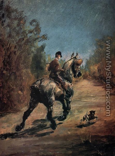Horse And Rider With A Little Dog - Henri De Toulouse-Lautrec