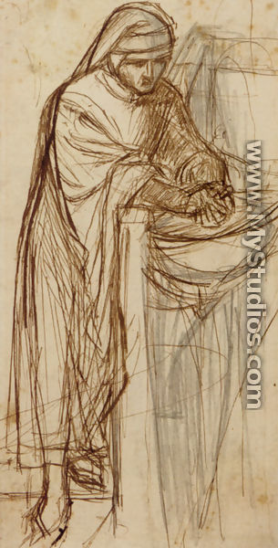 Sketch For Dante At Verona  With A Preliminary Study For The Principal Figure - Dante Gabriel Rossetti