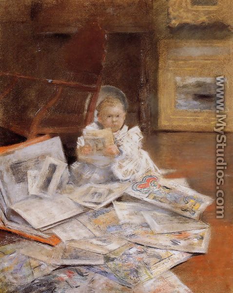 Child With Prints - William Merritt Chase