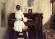 Mrs  Meigs At The Piano Organ - William Merritt Chase