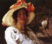 Portrait Of Clara Stephens Wearing A Hat With An Orange - William Merritt Chase