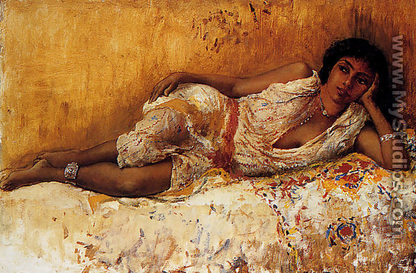 Moorish Girl Lying On A Couch  Rabat  Morocco - Edwin Lord Weeks