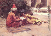 Two Arabs Reading In A Courtyard - Edwin Lord Weeks