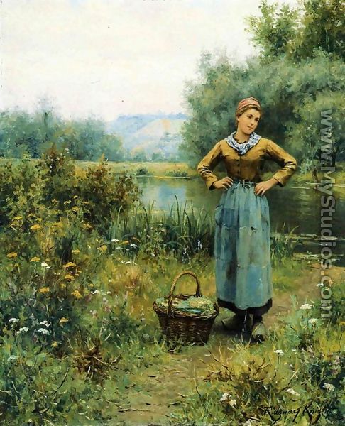 Girl In A Landscape - Daniel Ridgway Knight