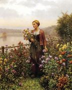 Woman In A Garden - Daniel Ridgway Knight
