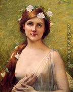 Young Woman With Morning Glories In Her Hair - Jules Joseph Lefebvre