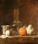 Still Life With Carafe  Silver Goblet And Fruit - Jean-Baptiste-Simeon Chardin