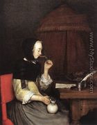 A Woman Drinking Wine - Gerard Ter Borch