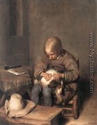 Boy Ridding his Dog of Fleas c. 1665 - Gerard Ter Borch