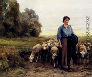 Shepherdess With Her Flock - Julien Dupre