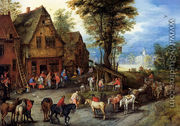 A Village Street With The Holy Family Arriving At An Inn - Jan The Elder Brueghel