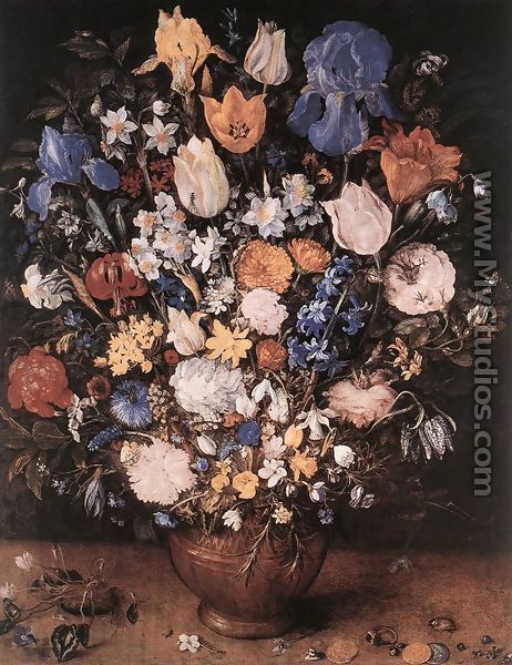 Bouquet in a Clay Vase 1599-1607 - Jan The Elder Brueghel