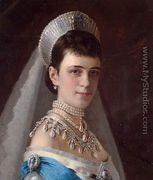 Portrait Of Empress Maria Fyodorovna In A Head Dress Decorated With Pearls - Ivan Nikolaevich Kramskoy