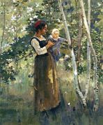 Mother And Child By The Hearth - Theodore Robinson