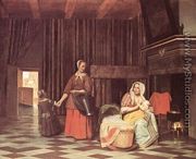 Suckling Mother and Maid 1670-75 - Pieter De Hooch