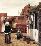 Woman and Maid in a Courtyard c. 1660 - Pieter De Hooch