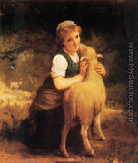 Young Girl With Lamb - Emile Munier