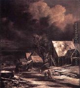 Village at Winter at Moonlight - Jacob Van Ruisdael