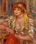 Andree In Yellow Turban And Blue Skirt - Pierre Auguste Renoir