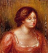 Bust Of A Woman In A Red Blouse - Pierre Auguste Renoir