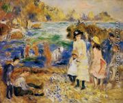 Children By The Sea In Guernsey - Pierre Auguste Renoir